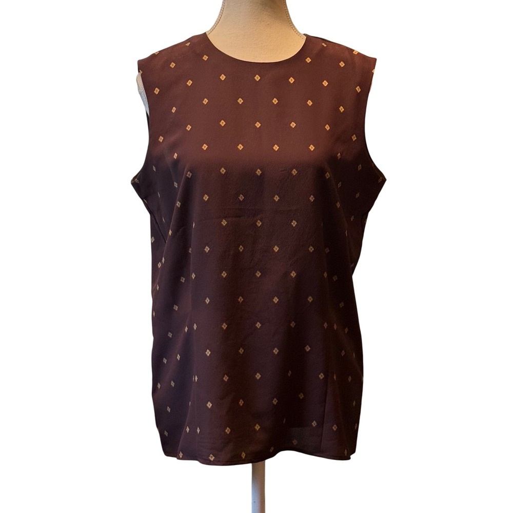Size 8 Rena Rowan‎ Saville Brown Sleeveless Button Back Top Blouse Women's